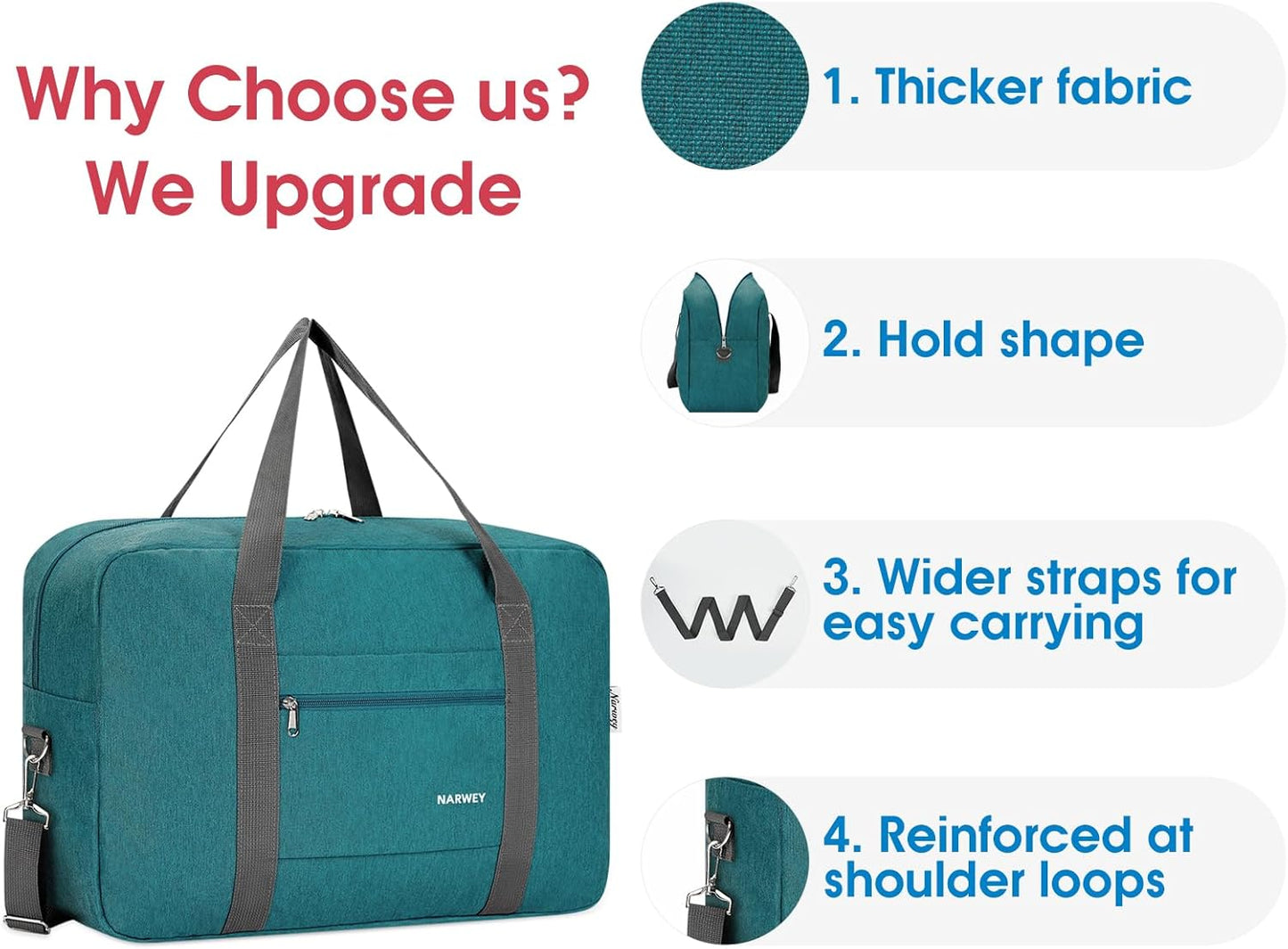 For Spirit Airlines Personal Item Bag 18x14x8 Foldable Travel Duffel Bag Tote Carry on Luggage Duffle Overnight for Women and Men