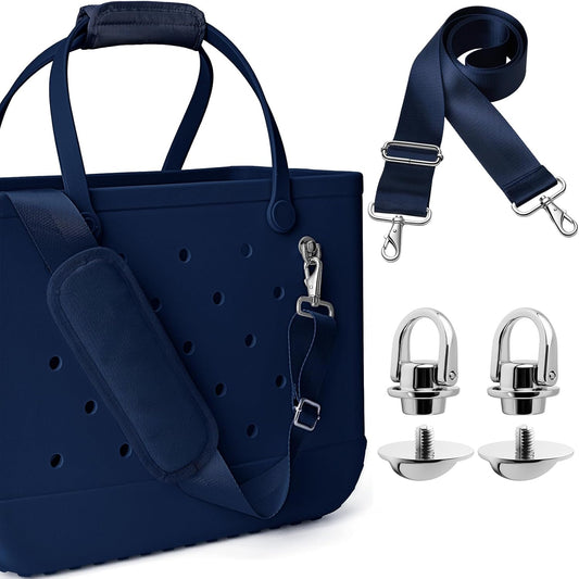 SUITMAT Crossbody Strap for Bogg Bag with Rustproof Metal Connectors, Accessories for Bogg Bag, Widened Shoulder Strap for Rubber Beach Tote, Made of Anti-Slip Nylon, Navy Blue (Tote Not Included)