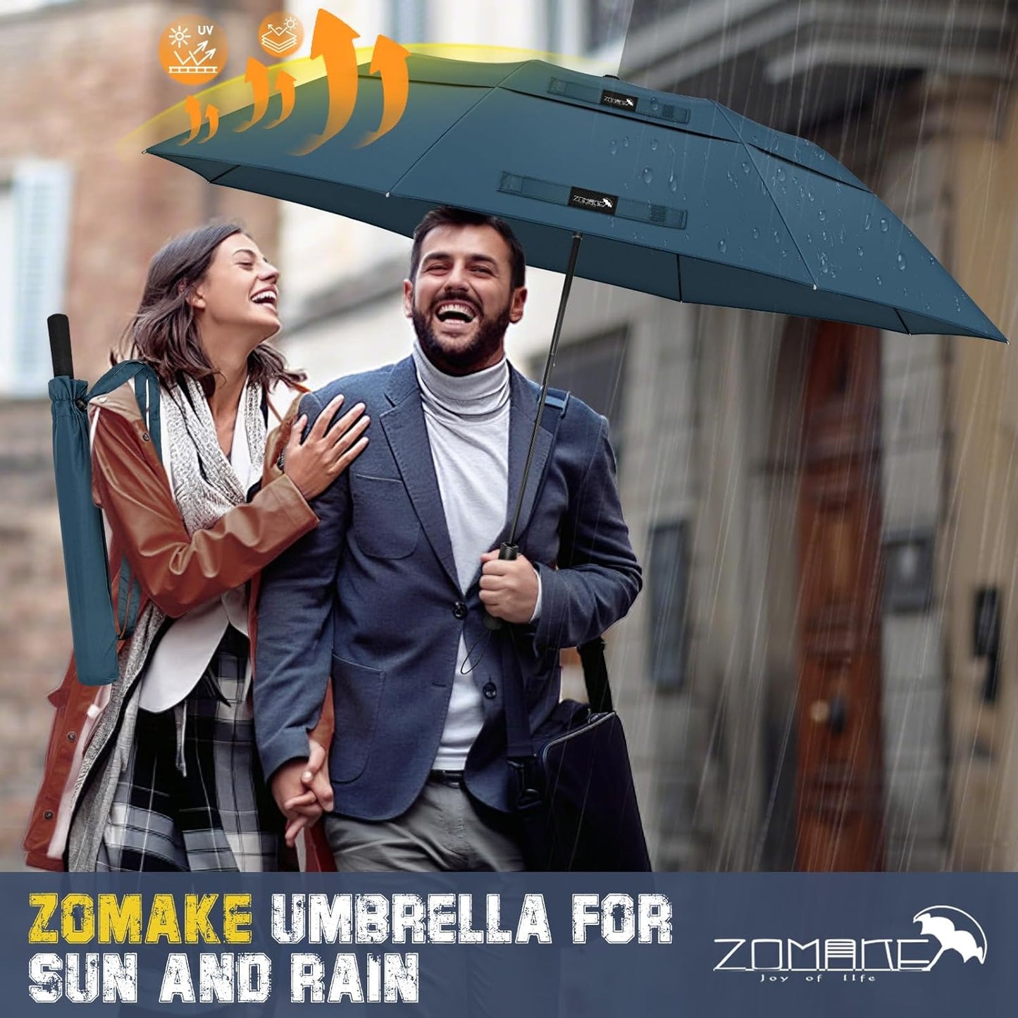 ZOMAKE Compact Golf Umbrella 42/54/62 Inch,Large Golf Umbrellas Windproof Automatic Open Portable Collapsible Travel Umbrella for Men Women