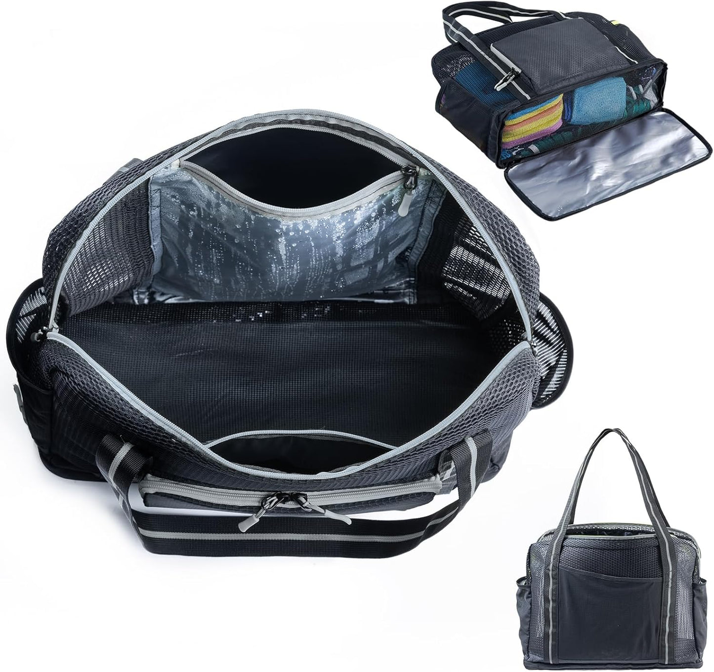 Large Mesh Beach Bag - XL Beach Tote Sandproof - Swim Bag - Large Pool Tote with Pockets for Toiletries, Towel