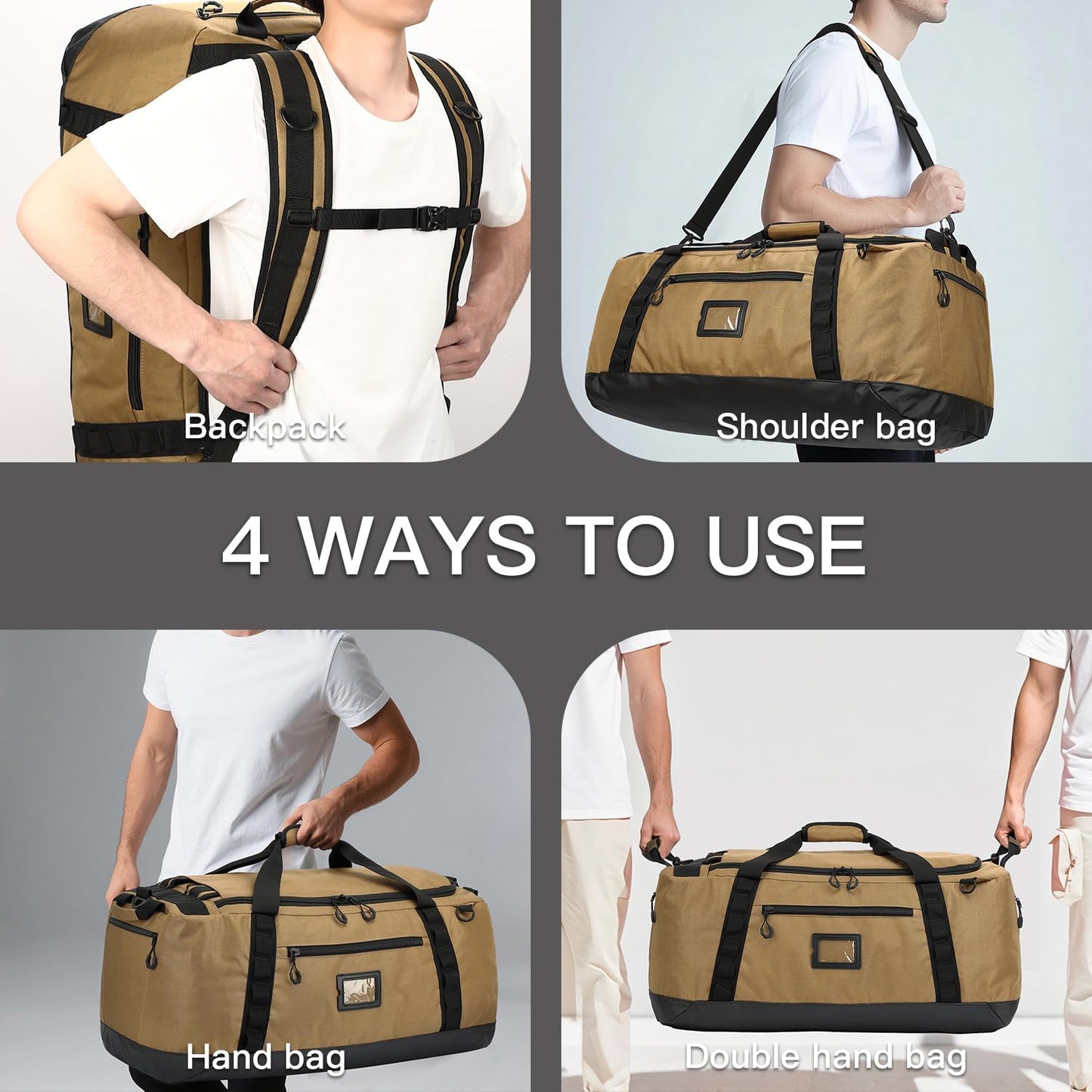 TUGUAN Extra Large Travel Duffle Bag Backpack for Men with Adjustable Dividers 120L Big Weekend