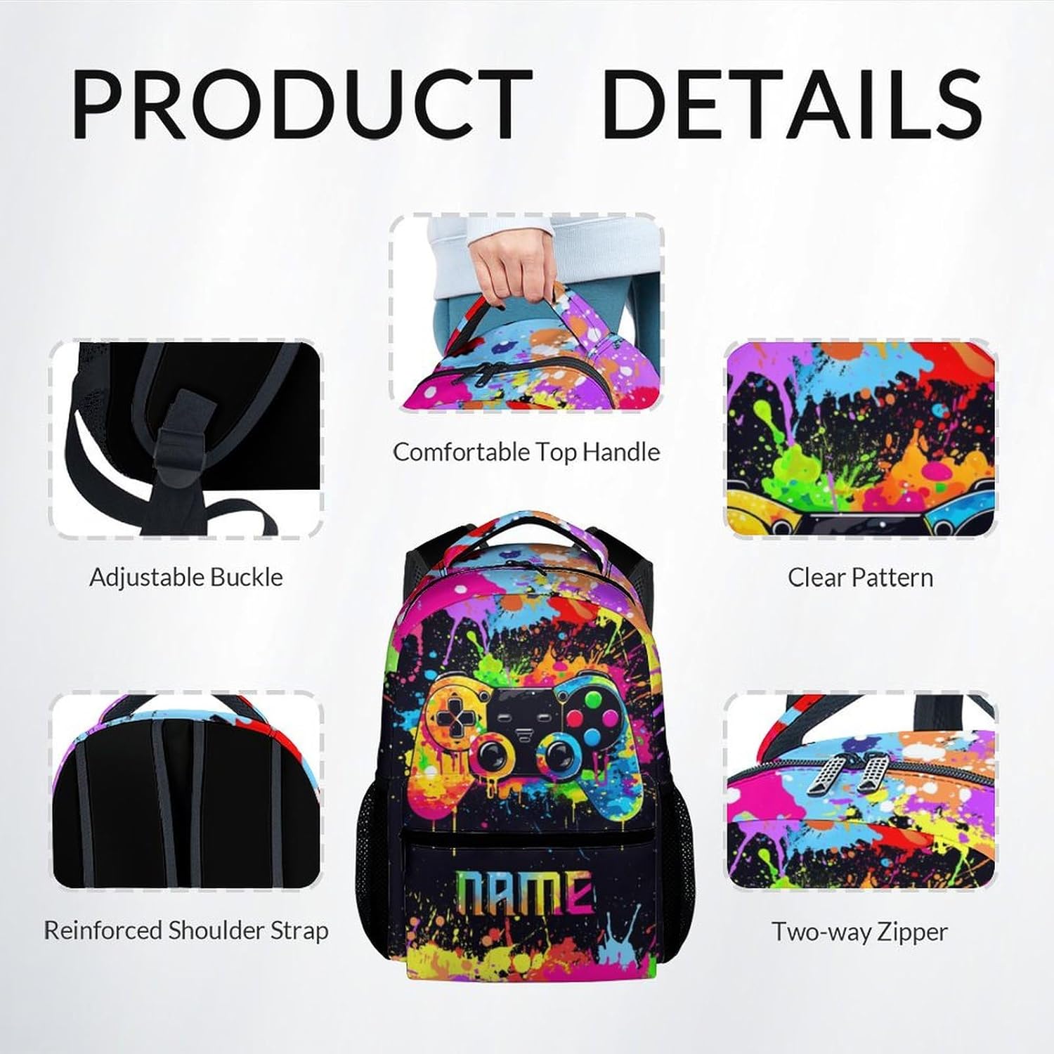 Mercuryelf Backpack and Lunch Box Set - 17 Inch Gamer Boys Bookbag with Lunch Bag and Pencil for