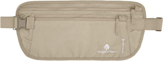 Eagle Creek RFID Blocker Money Belt DLX - Travel Essentials Belt Bag for Men and Women, Adjustable, Moisture-Wicking, Tan