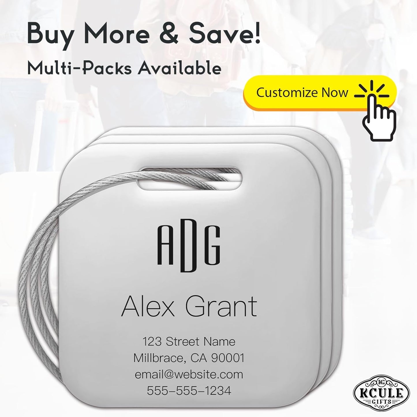 Personalized Luggage Tags for Suitcases - Stainless Steel Custom Luggage Tags for Backpacks & Bags