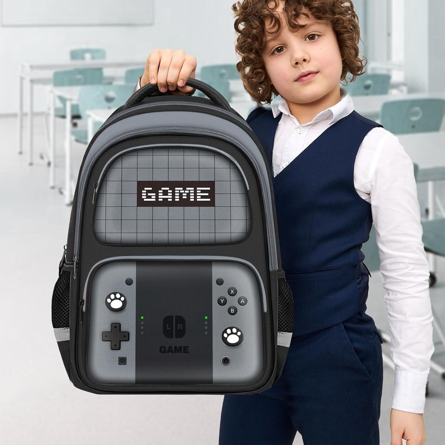 Kids Backpack For Boys，Gamer Boys Backpack For Children Teens Elementary Middle School, 17″