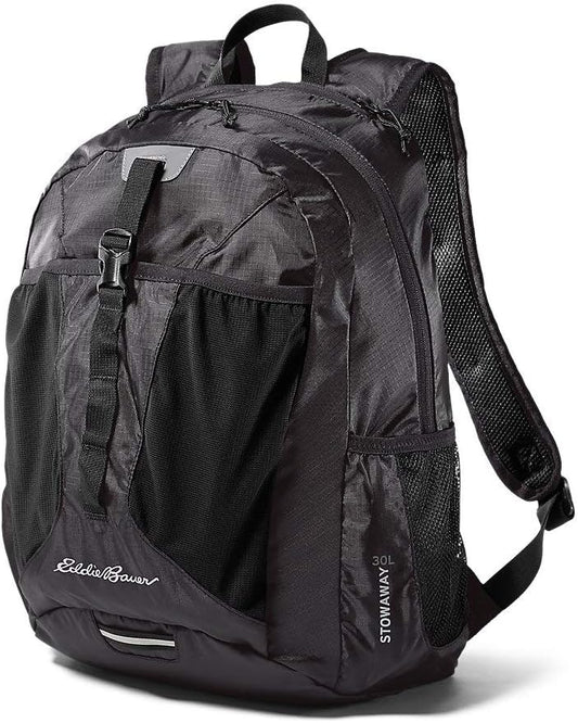 Eddie Bauer Stowaway Packable Backpack-Made from Ripstop Polyester, Onyx, 30L
