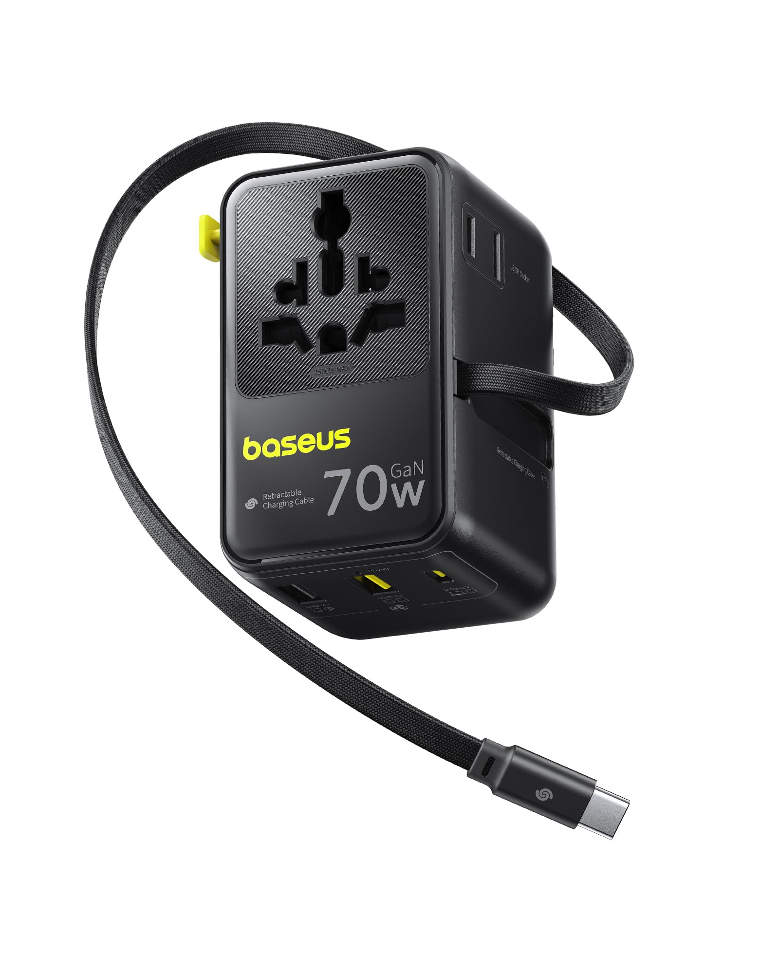 Baseus 70W Universal Travel Adapter, 6-in-1 International Plug Adapter