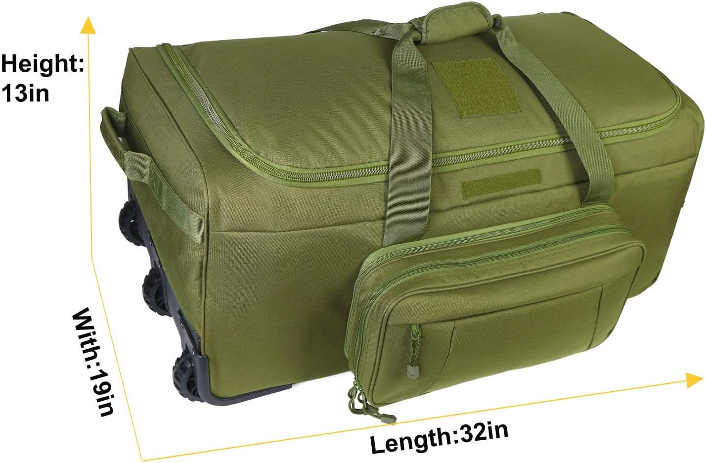 Military Wheeled Deployment Bag Large Tactical Heavy Duty Duffel Bag for Camping Hiking (Green)