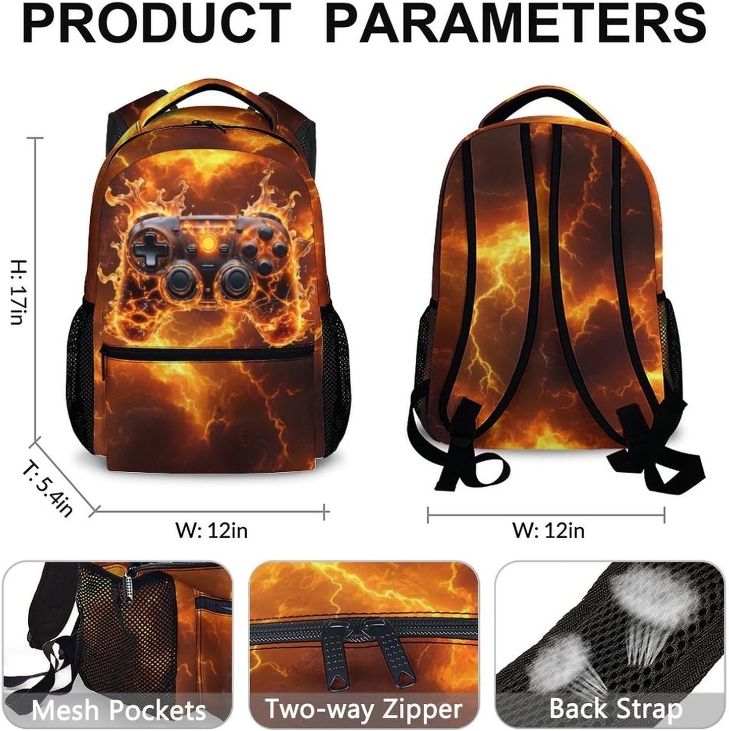 Boys Backpack, Cool Gaming Bookbag for Preschool Elementary Kindergarten, Large Capacity Kids Schoolbag for Travel School Camping