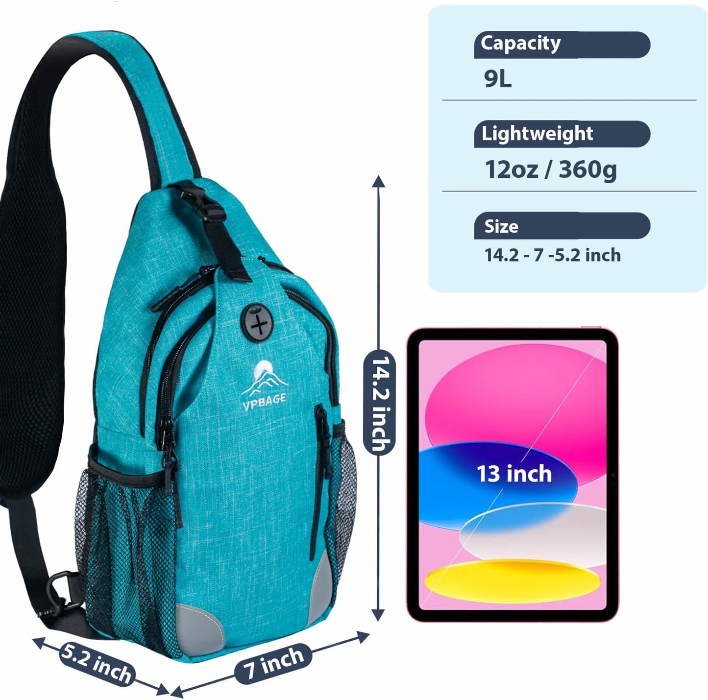 Sling Bag, Crossbody Bag for Men, Cross Body Hiking Backpack, Travel Daypack, Chest Pack with Chest Phone Holder