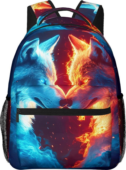 Wolf Kids Backpack for Boys Girls Elementary Schoolbag Kindergarten Bookbags Preschool School Bag Toddler Book Bags Travel Bag Computer Bag Hiking Camping Rucksack Daypack for Back to School Gifts
