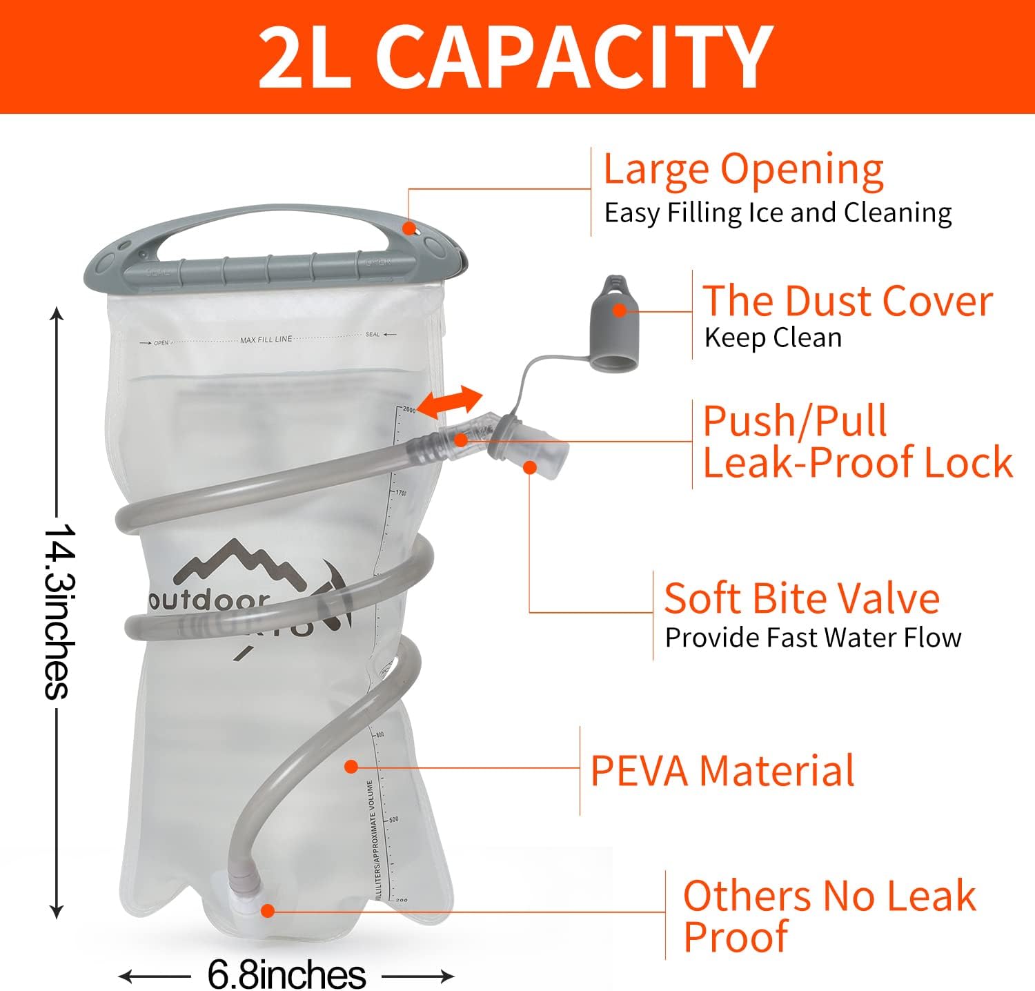 Hydration Pack Backpack, Lightweight Water Backpack with 2L Leakproof Hydration Bladder Daypack for