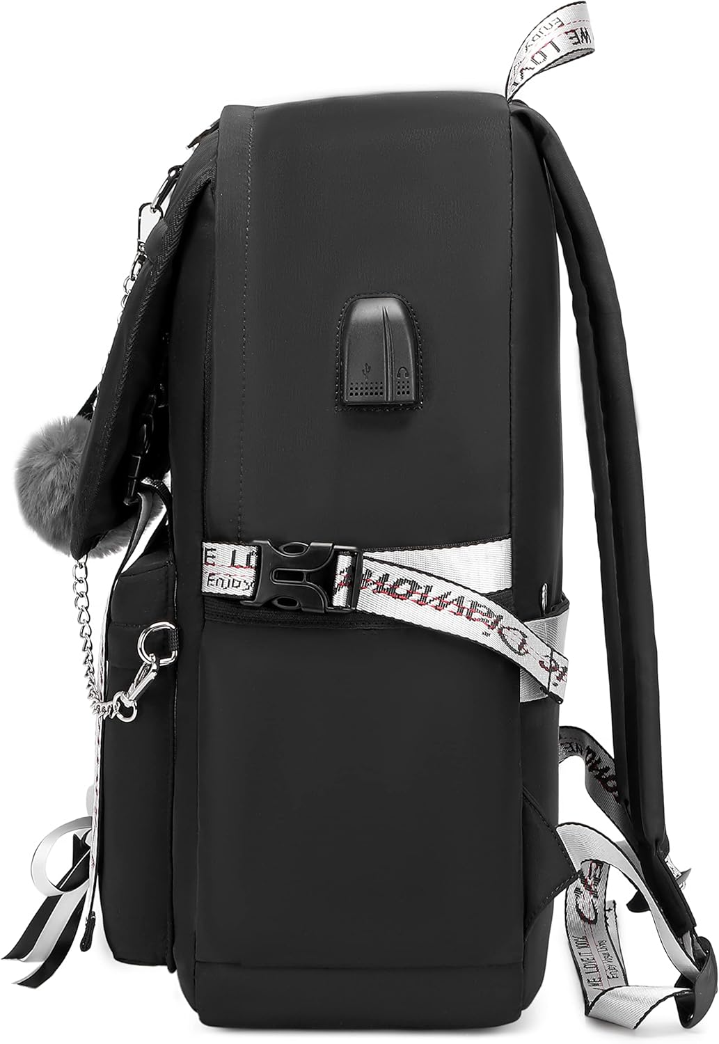 School Backpacks for Girls Backpack with Lunch Box Cute Kids Backpack for School Girls Teens Bookbag Set (Black)