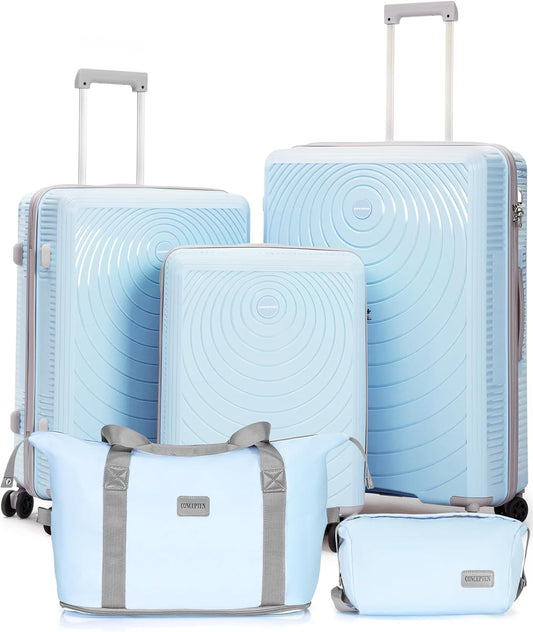 Luggage Sets 5 Piece,Lightweight,Impact-Resistant,Wear-Resistant Suitcases with Wheels, Hardshell Suitcase Set with Spinner Wheels, PP Carry on Luggage Set with TSA Lock, Travel Luggage