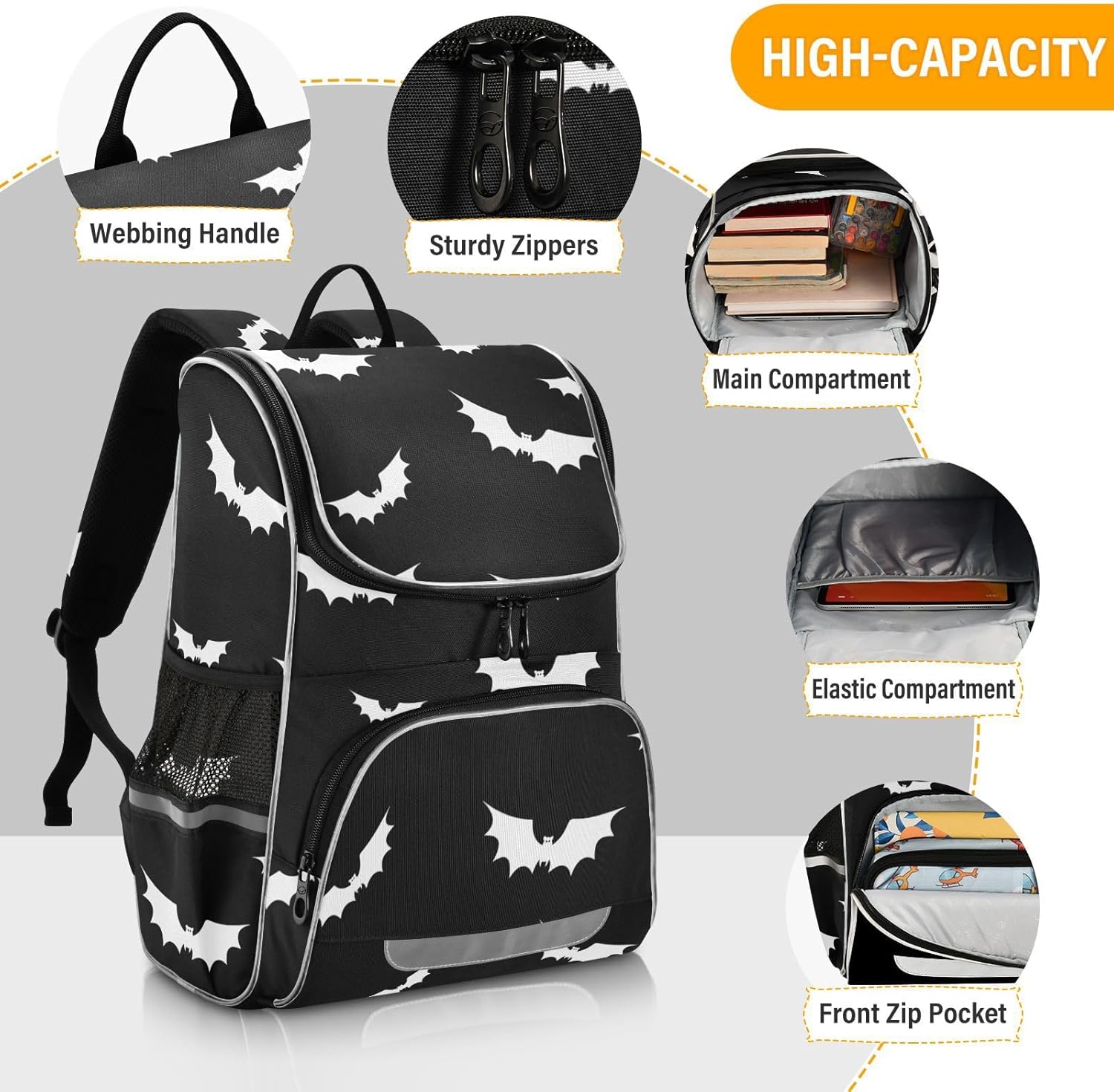 Bats Gothic Cute Backpack For Girls Kids Backpack Boys Teen School Bag Bookbag Travel Daypacks