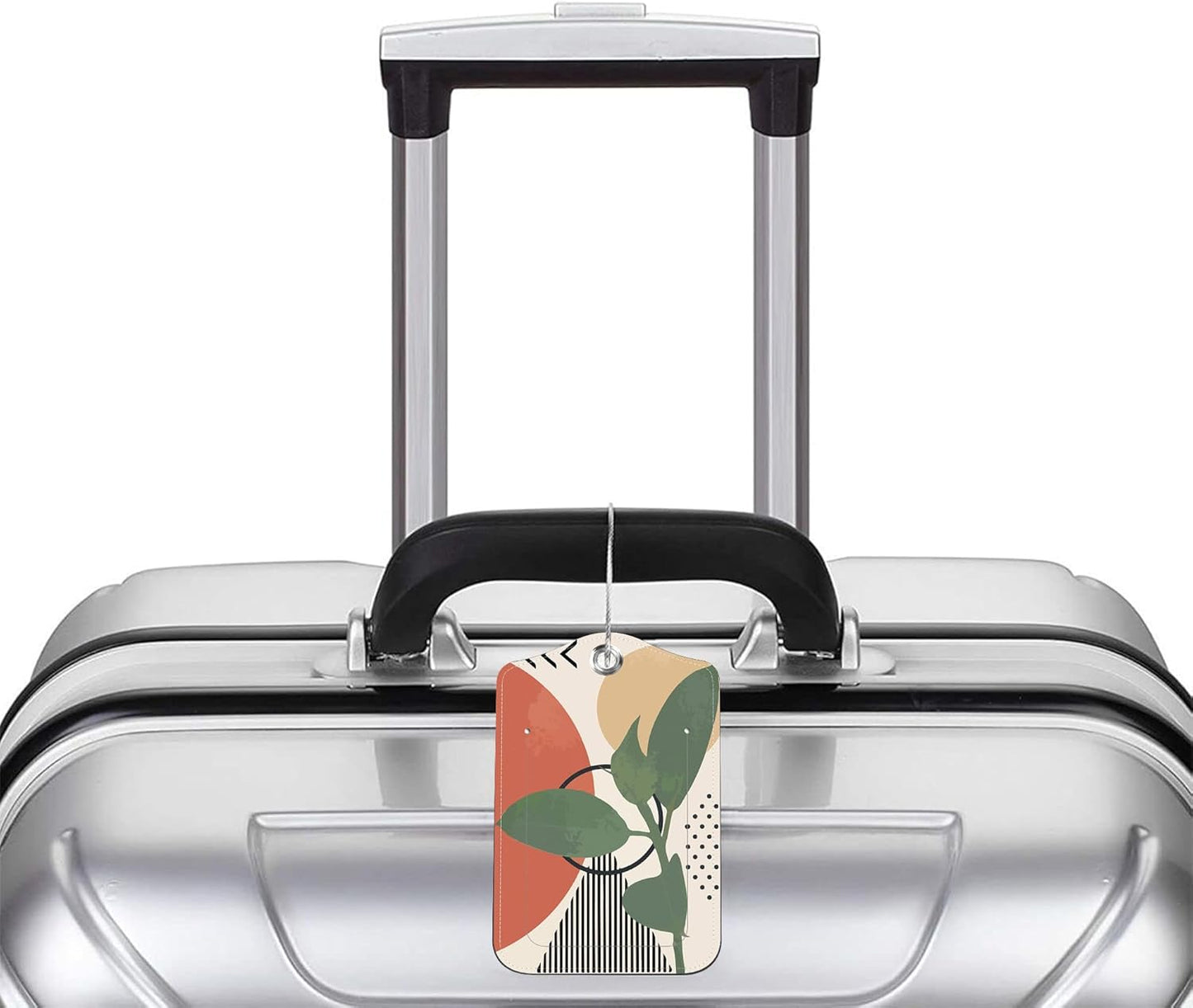 2 Pack PU Luggage Tags for Suitcase, Modern Abstract Art Suitcase Tag Leather Privacy Cover ID Label with Stainless Steel Loop for Baggage Handbag School Bag Backpack