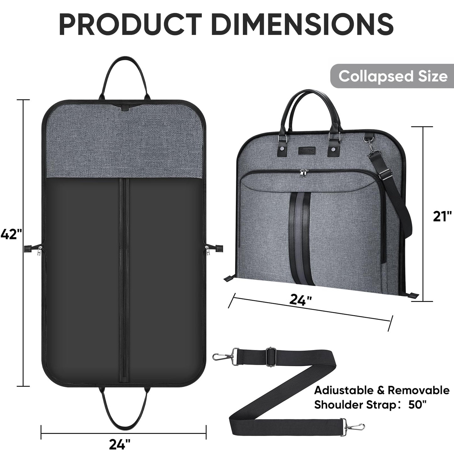 BALEINE Travel Garment Bag, Travel Suit Bag for Men, Water Resistant Carry on Garment Bag for