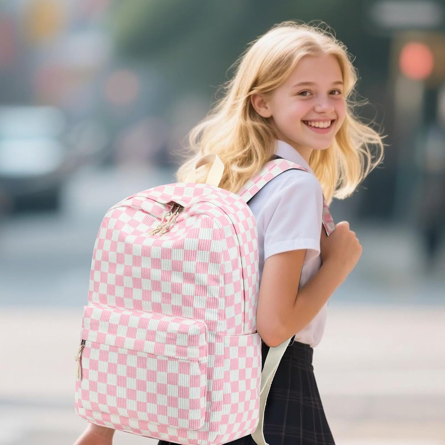 School Backpack for Teen Girls Bookbags Elementary High School Corduroy Laptop Bags Women Travel Daypacks