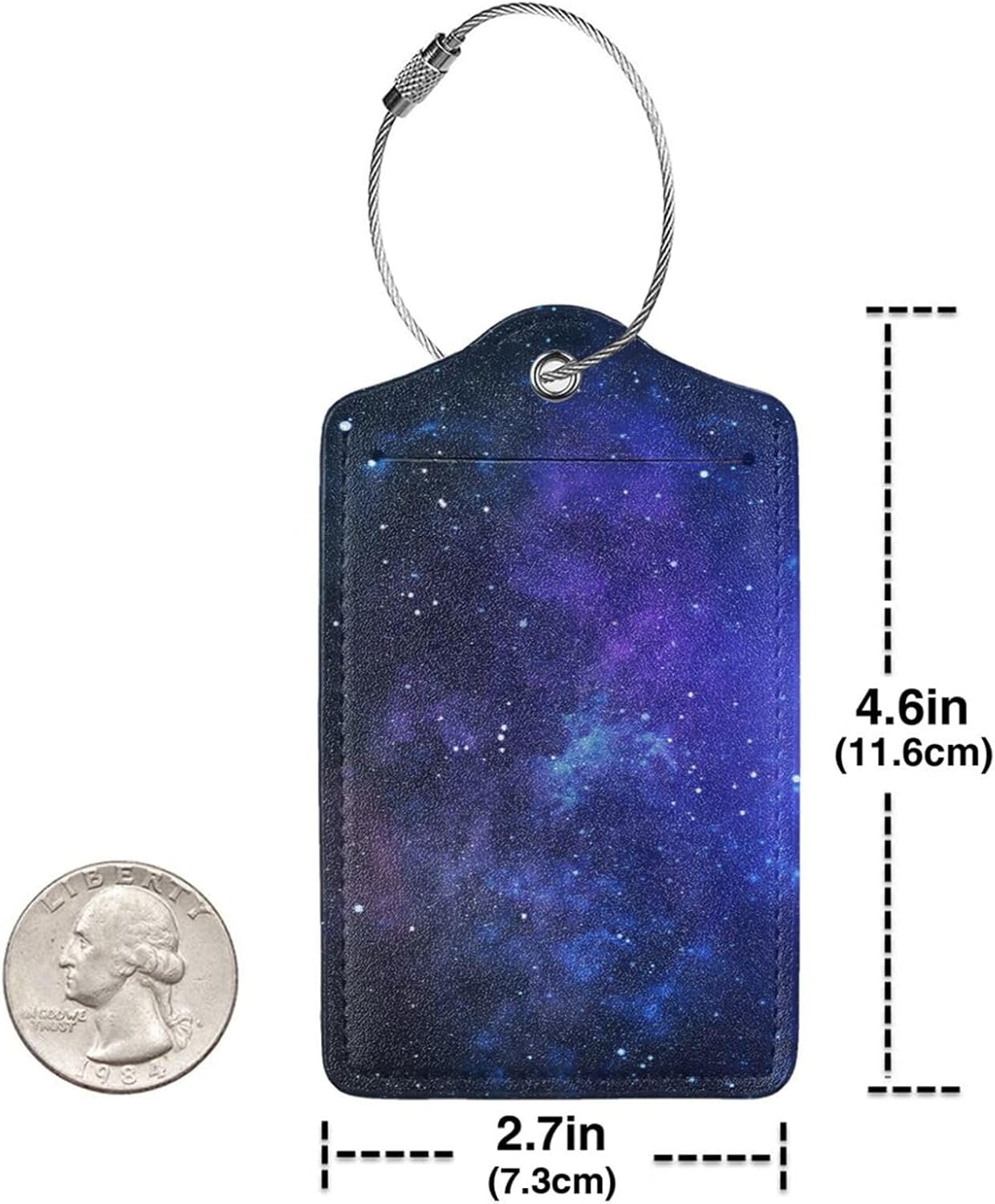 2 Pcs Galaxy Star Space Pu Leather Luggage Tag for Suitcases, Cruise Ship Essential Travel Gift for Men Women Couples, Galaxy Themed Party Decorations, Funny Christmas Birthday