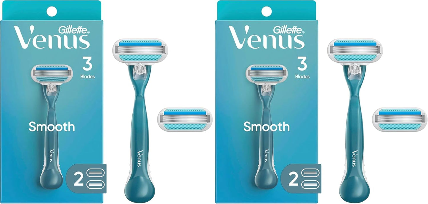 Gillette Venus Smooth Women's Razor - 1 handle + 2 refills (Pack of 2)