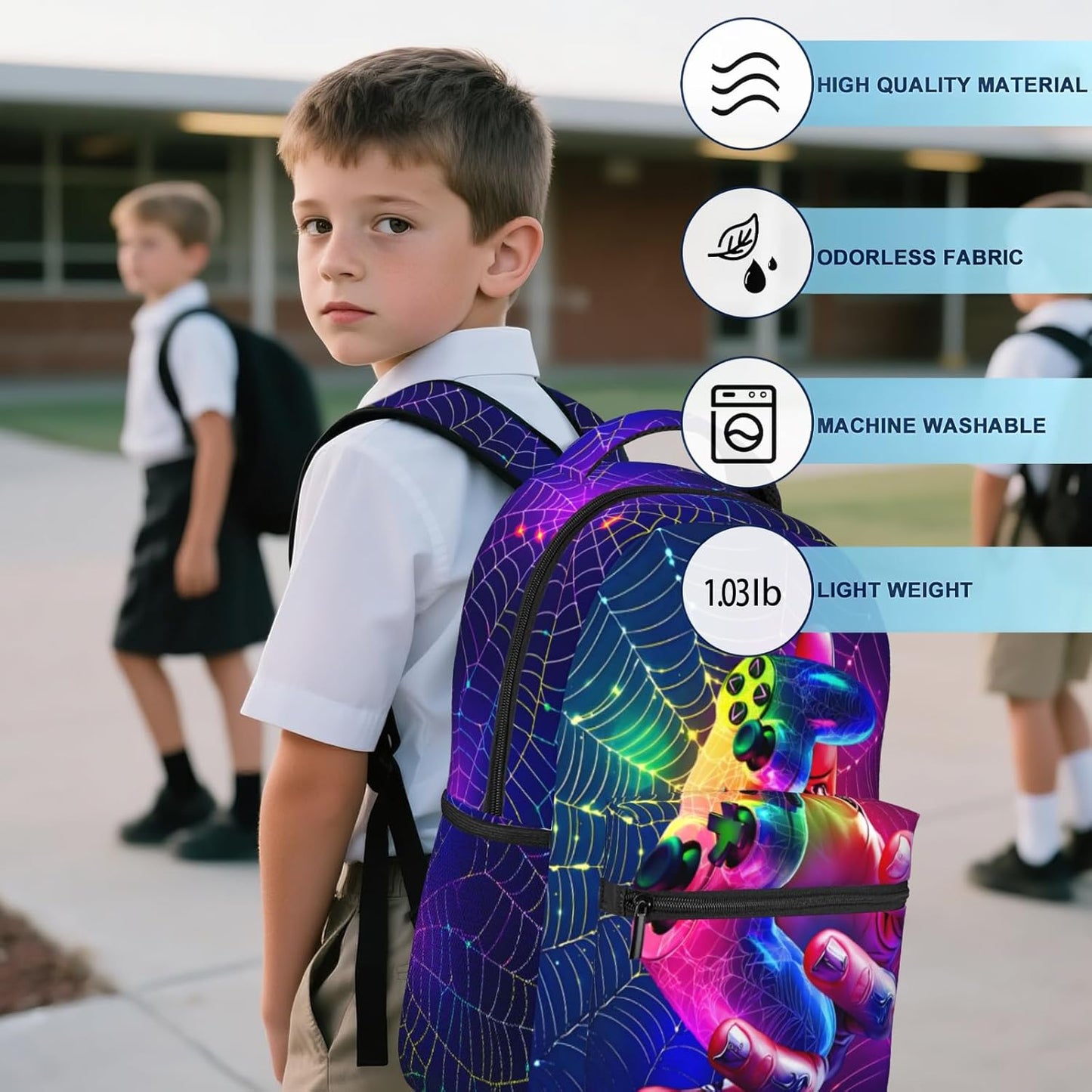 Backpack for School Boys Game Boys Backpack for Kids Children Teens Elementary Middle School Students Kids' Backpacks Ages 6-18 Video Game Bookbag Travel Back Pack