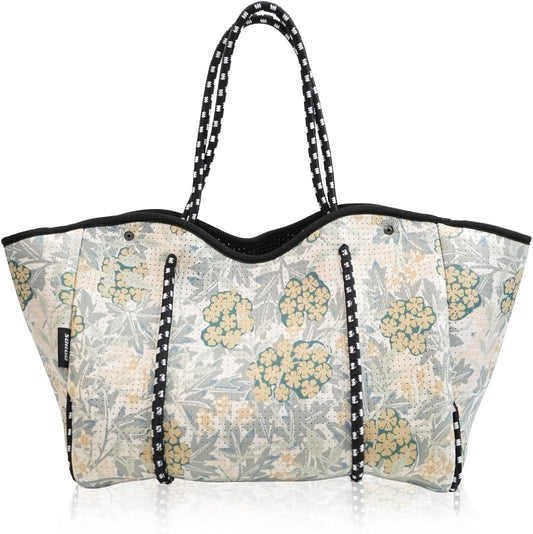 Neoprene Beach Bag for Women, Large Travel Tote Gym & Pool Bag, Detachable Pouch