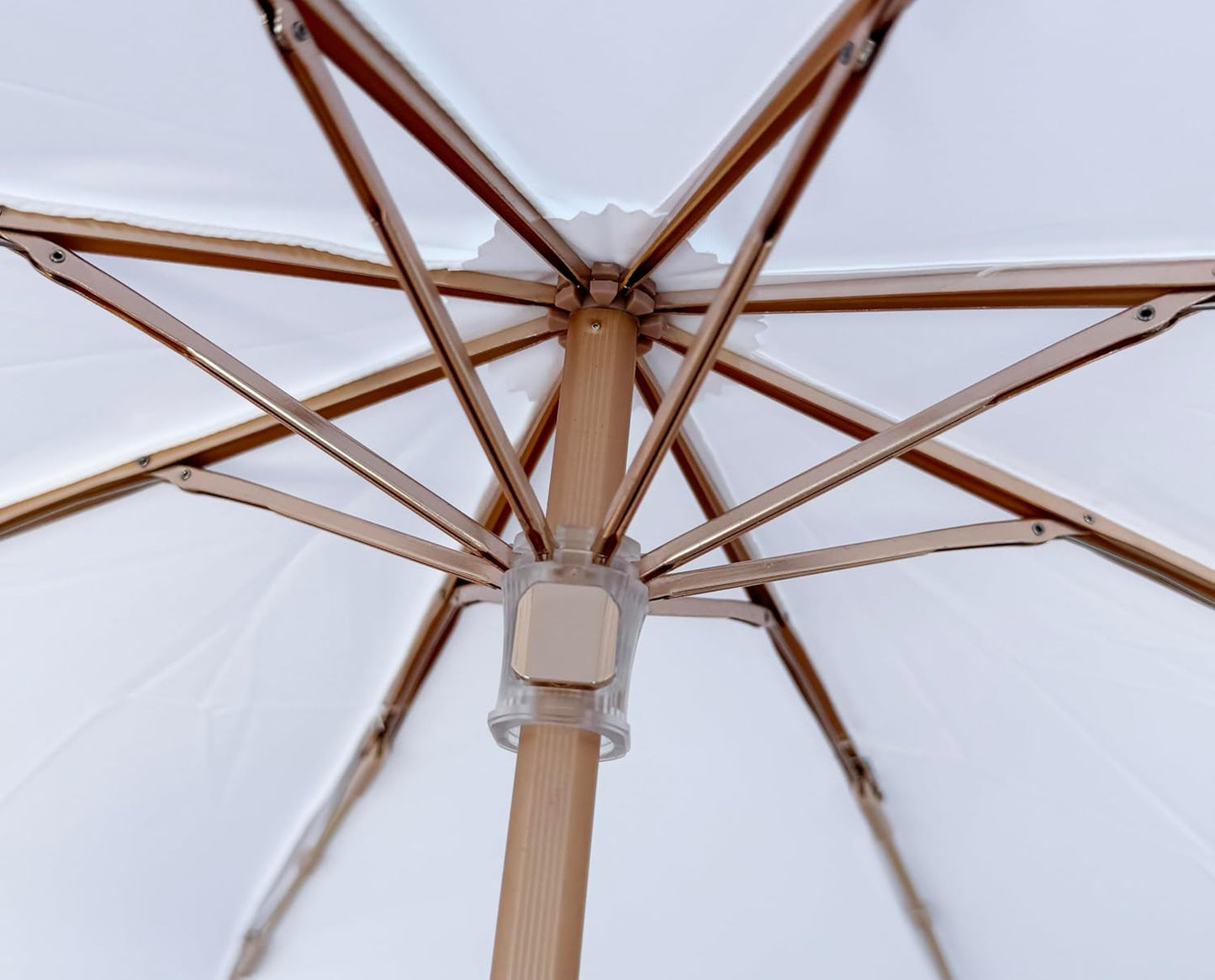 White Wedding Umbrella, Foldable, Waterproof, Windproof, Golden Color Shaft, Frame, Pongee Fabric, Aluminum Shaft, Frame, Fiberglass Ribs, Wooden Handle, Super Light, Compact Size