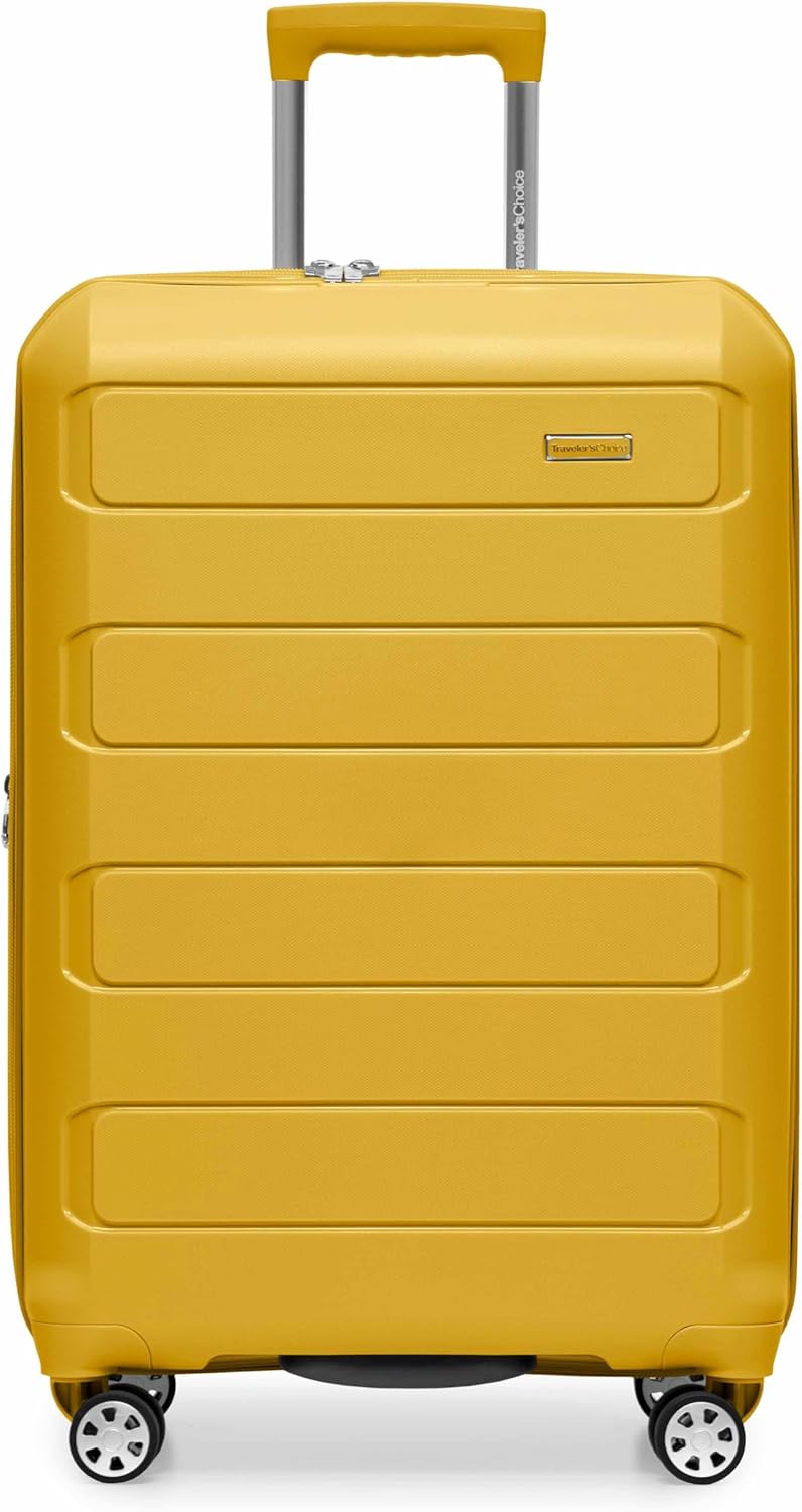 Traveler's Choice Pagosa Indestructible Hardshell Expandable Spinner Luggage, Yellow, 2-Piece Set (22/26)