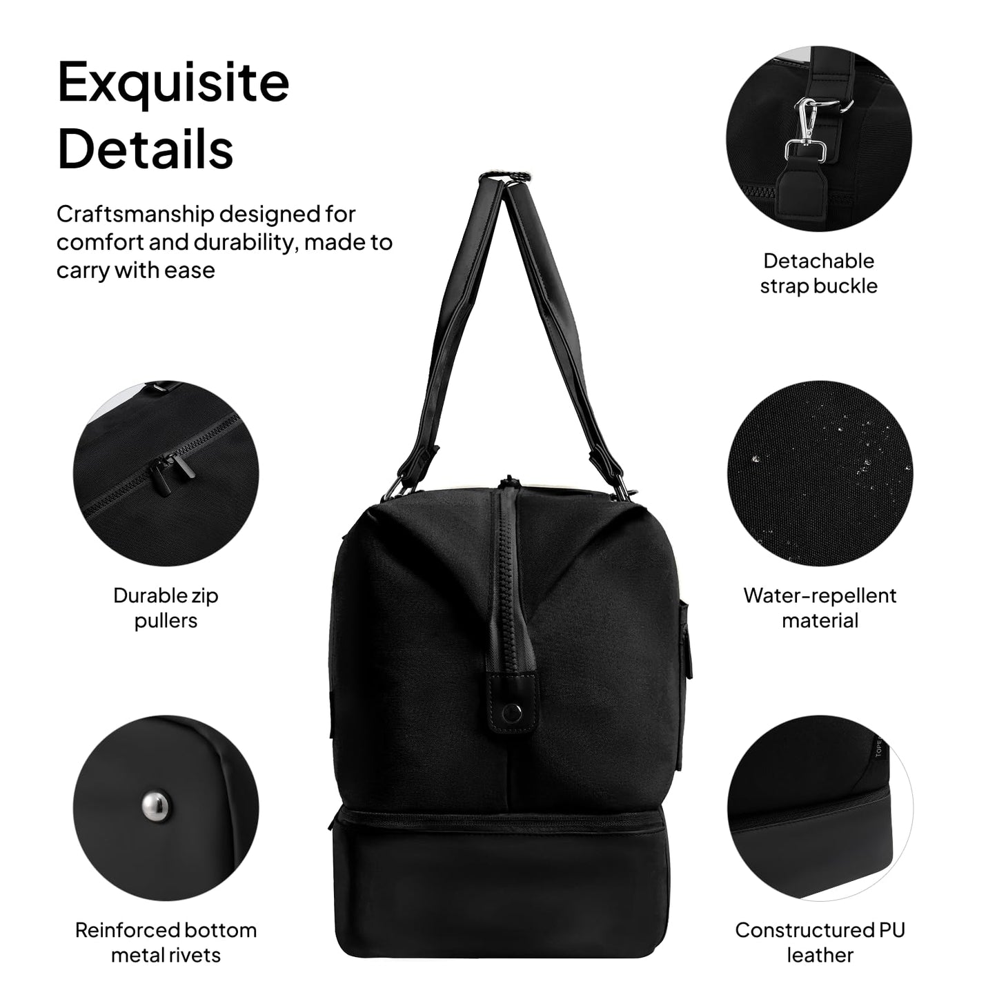 Travel Duffle Bag for Women,40L Weekender Bags Airline Approved Carry On with Shoe Compartment &