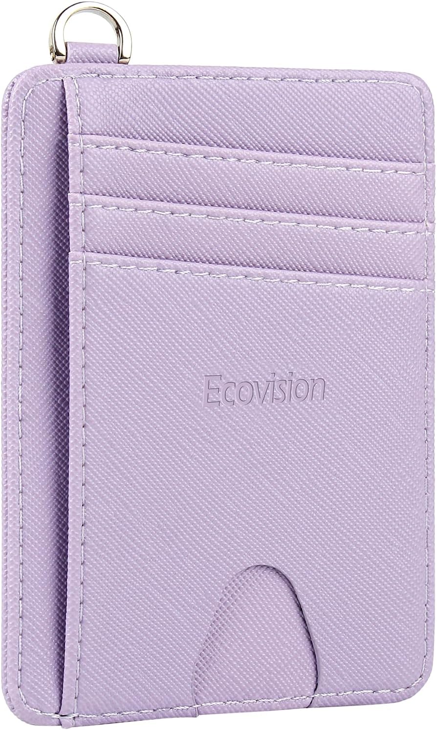 EcoVision Slim Minimalist Front Pocket Wallet, RFID Blocking Credit Card Holder Wallet with Detachable D-Shackle for Men Women
