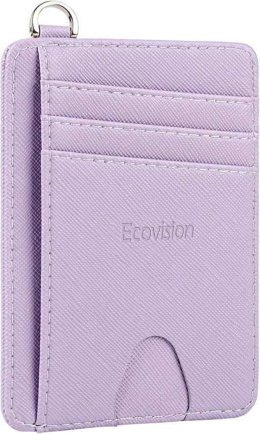 EcoVision Slim Minimalist Front Pocket Wallet, RFID Blocking Credit Card Holder Wallet with Detachable D-Shackle for Men Women