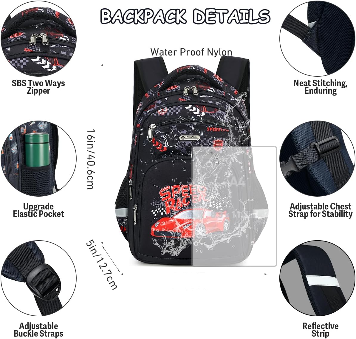 Cusangel Kids school Backpack with lunch bag for Girls,Elementary 6-10years Bookbag nylon large capacity backpack,Daypack