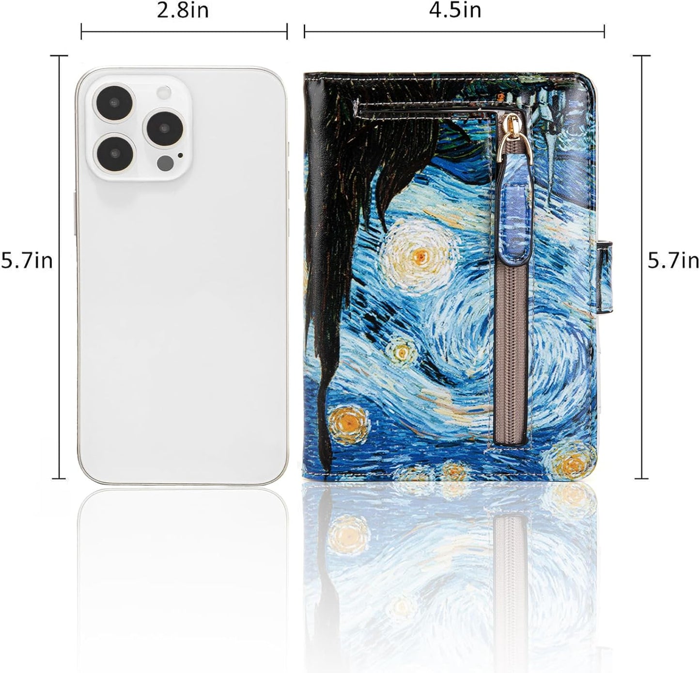 Passport Holder for Travel Essentials, RFID Blocking Passport Wallet Cover with Magnetic Closure, Passport Book Holders for Women and Men (Van Gogh The Starry Night)