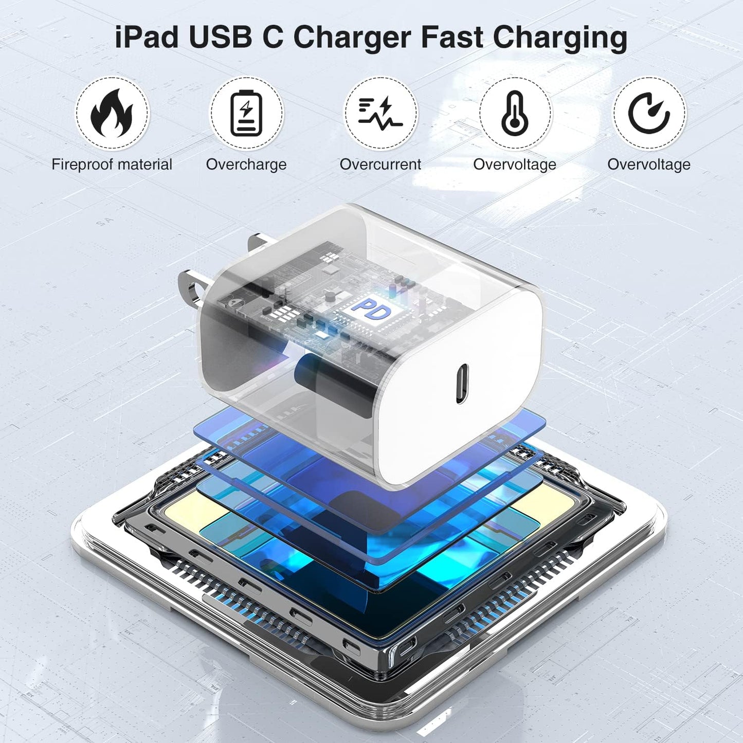iPhone 17 16 15 Fast Charger 10ft, USB C Charging Block and Long Type C to C Cable Cord, iPad Wall Plug Power Adapter Cube Brick for Apple iPhone 17 Pro Max/17 Air/16 e/16 Pro/15 Plus/15 Mini/Samsung