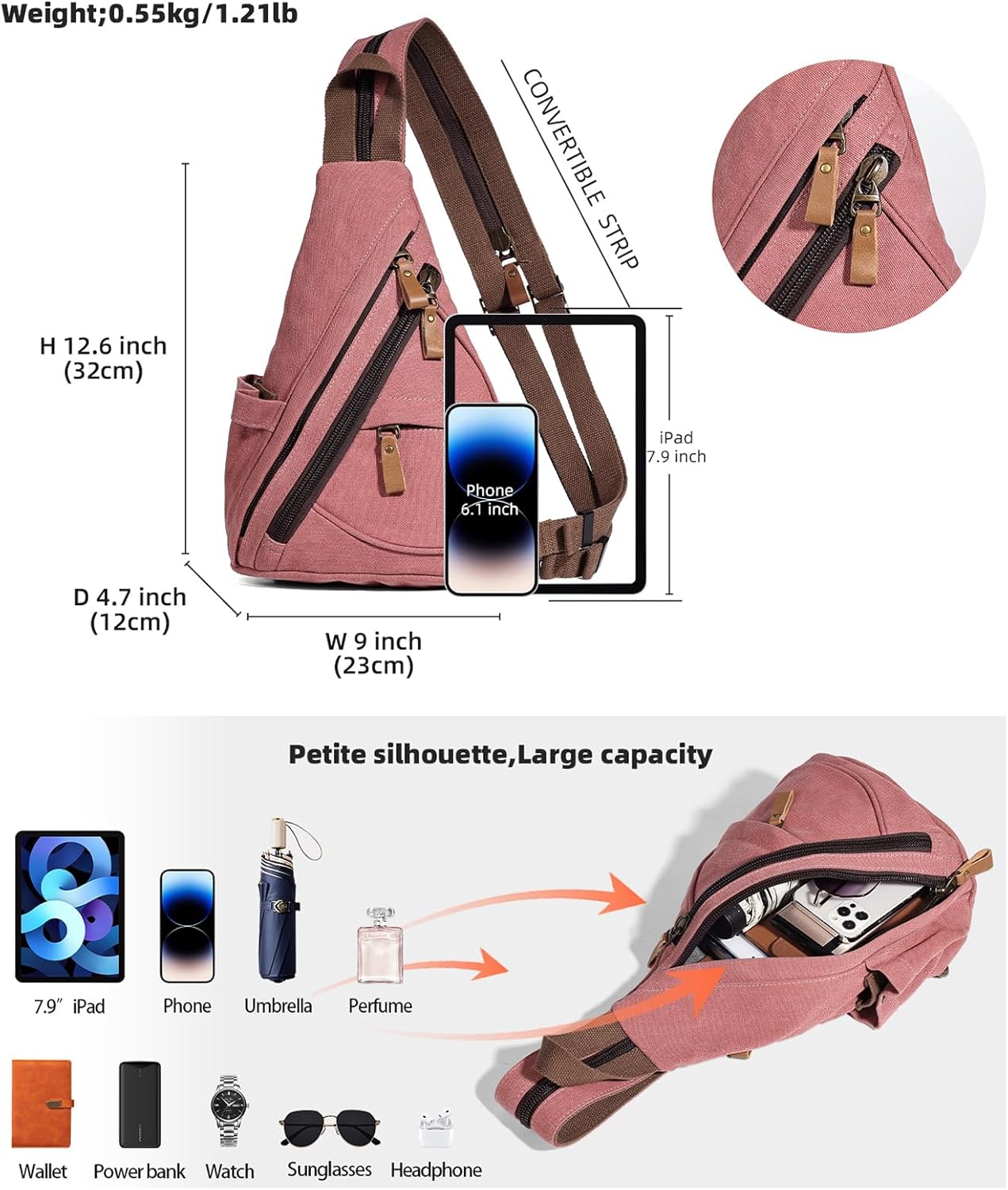 KL928 Sling Bag - Small Crossbody Backpack Shoulder Casual Daypack Rucksack for Men Women