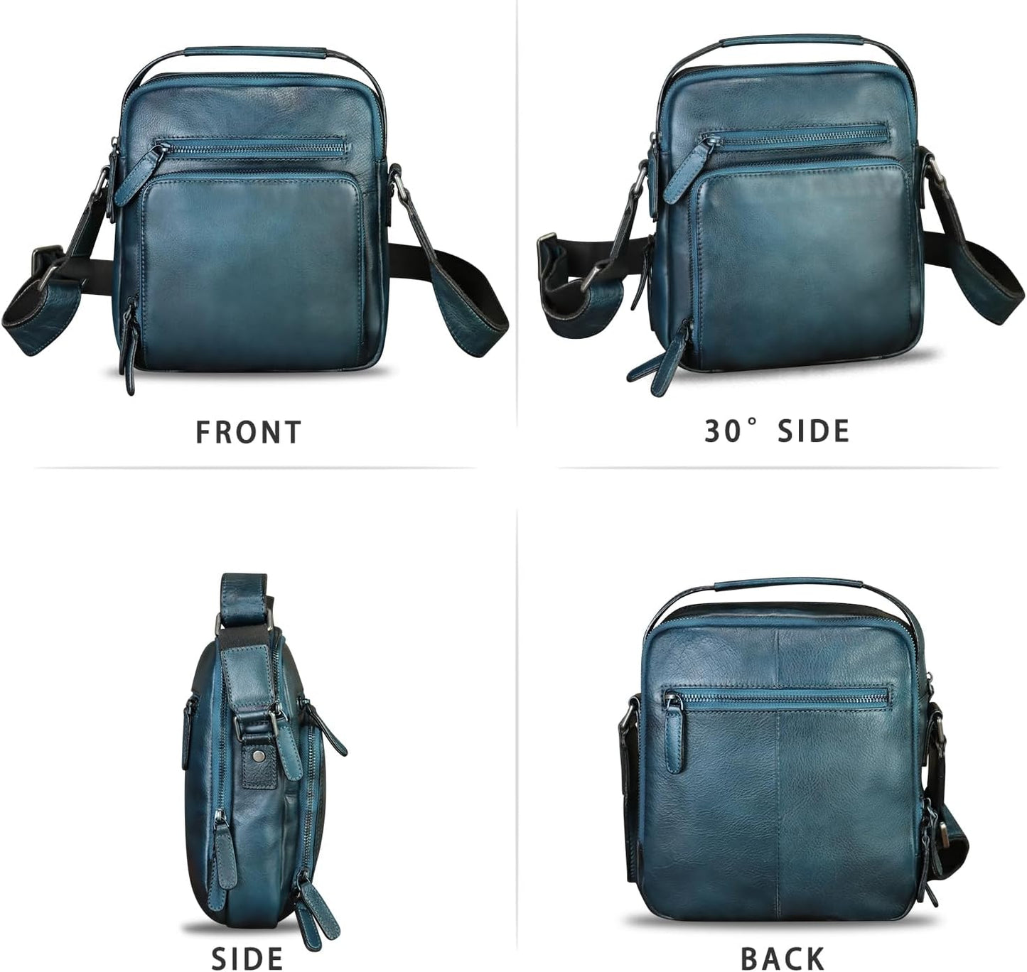 Genuine Leather Purse and Shoulder Bag for Men Vintage Real Leather Messenger Bag Handbag Crossbody Satchel Purse Strap