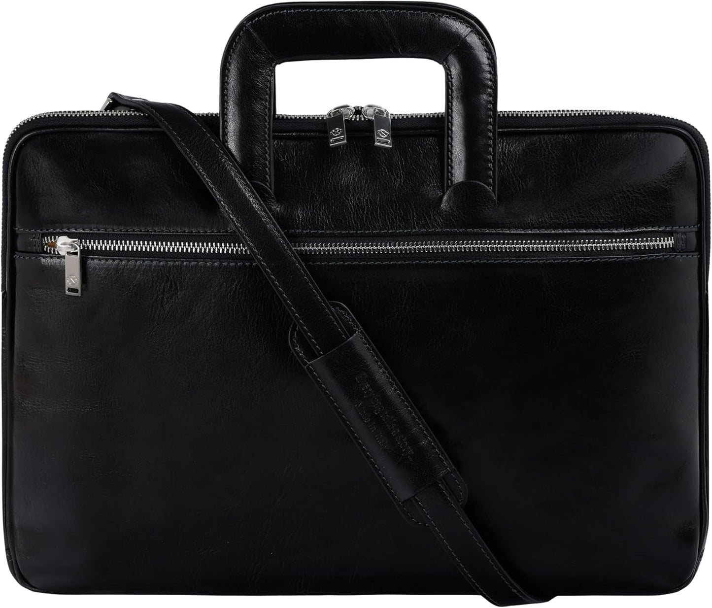 Time Resistance Slim Leather Briefcase - Italian Handmade Leather Computer Bag - Briefcase for Men and Women - Laptop Bag