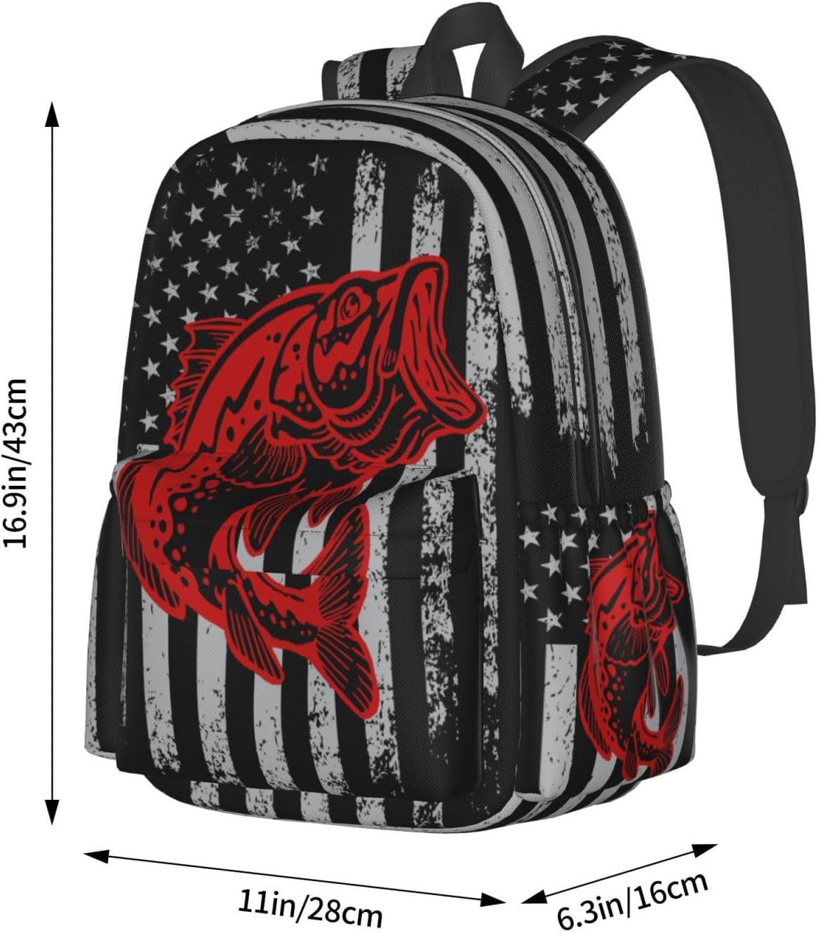 Fish Flag Backpack School Bag Lightweight Bookbag Laptop Travel Daypack For Kids Girls Boys Teens