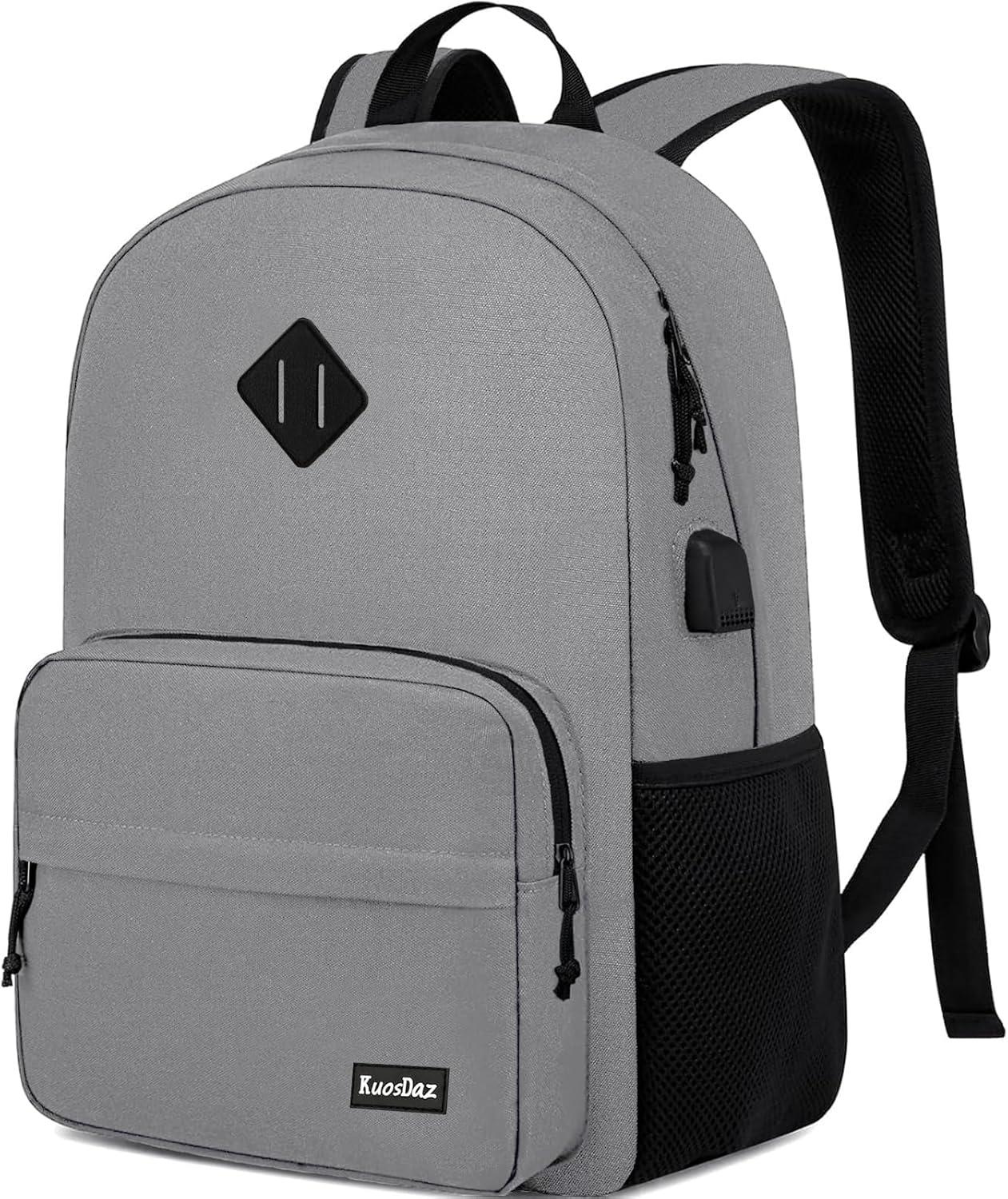 Backpack for School Teens Boys Girls, Lightweight Casual Backpacks for Men and Women, Classic Basic Water Resistant Casual Daypack, 15.6 Inch Laptop Backpack Bookbag for College High School, Grey