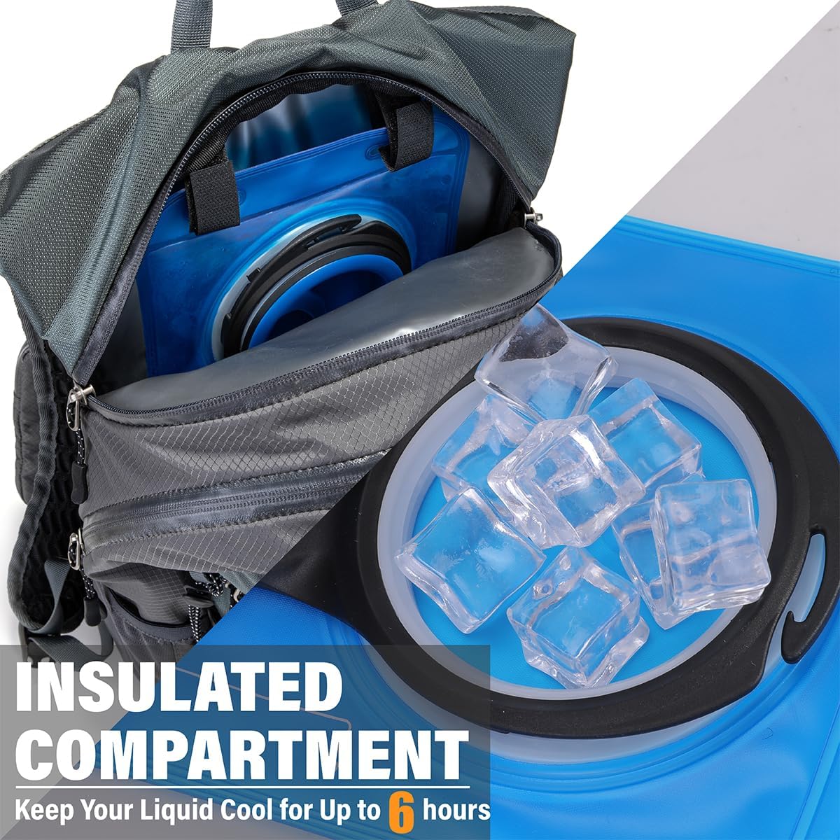 Insulated Hydration Backpack Pack with 2L Water Bladder Lightweight 22L Hiking Backpack Bag for