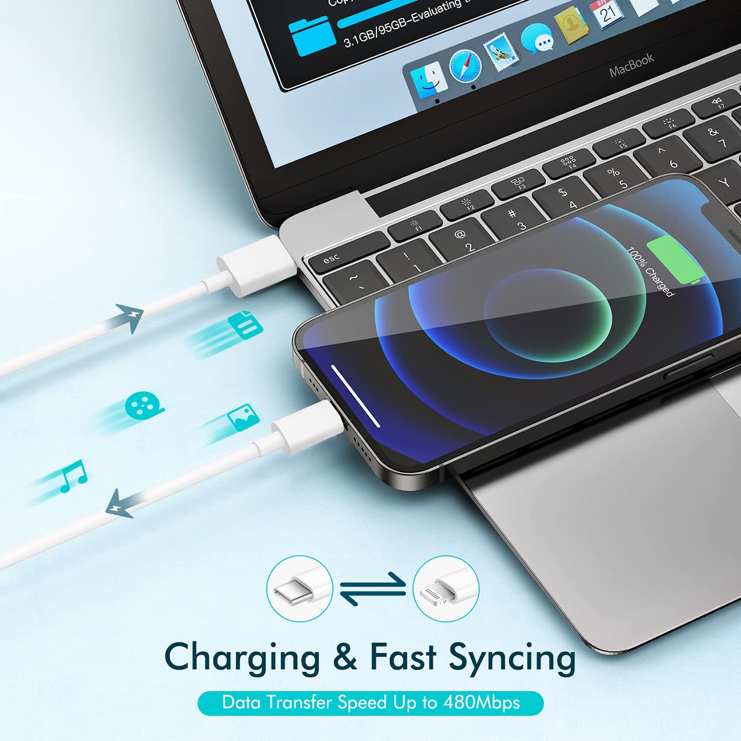 Fast iPhone Charger, Quick 10Foot USBC Wall Charger Phone Charge 2Pack PD USB C Fast Charge Block + Long 10FT Lightning Fast Charging Cable for iPhone 14/Pro/Pro Max/Plus/13/12/11/XS/XR/X/SE2022/iPad