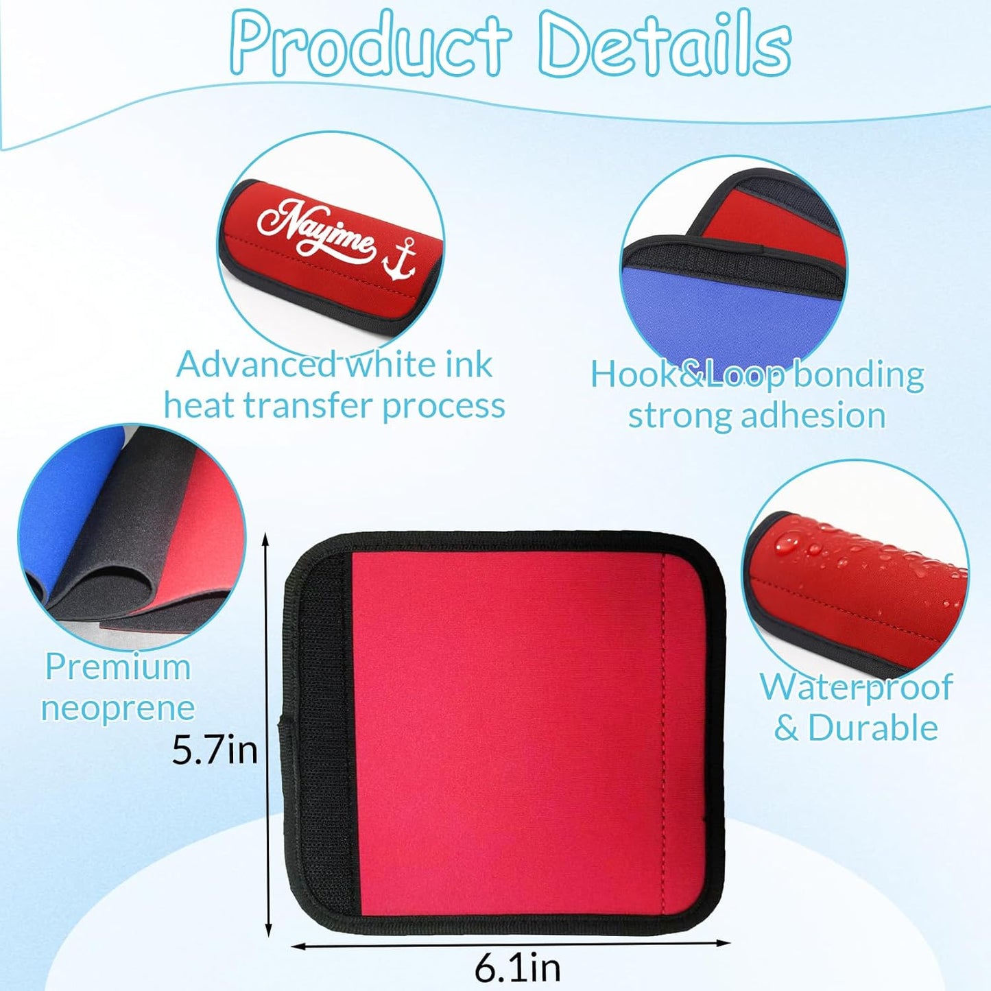 HJX Personalized Luggage Handle Wrap for Suitcase Custom Embroidered Name Handle Cover for Luggage Bag with Luggage Tag Travel Accessories (02-Text)