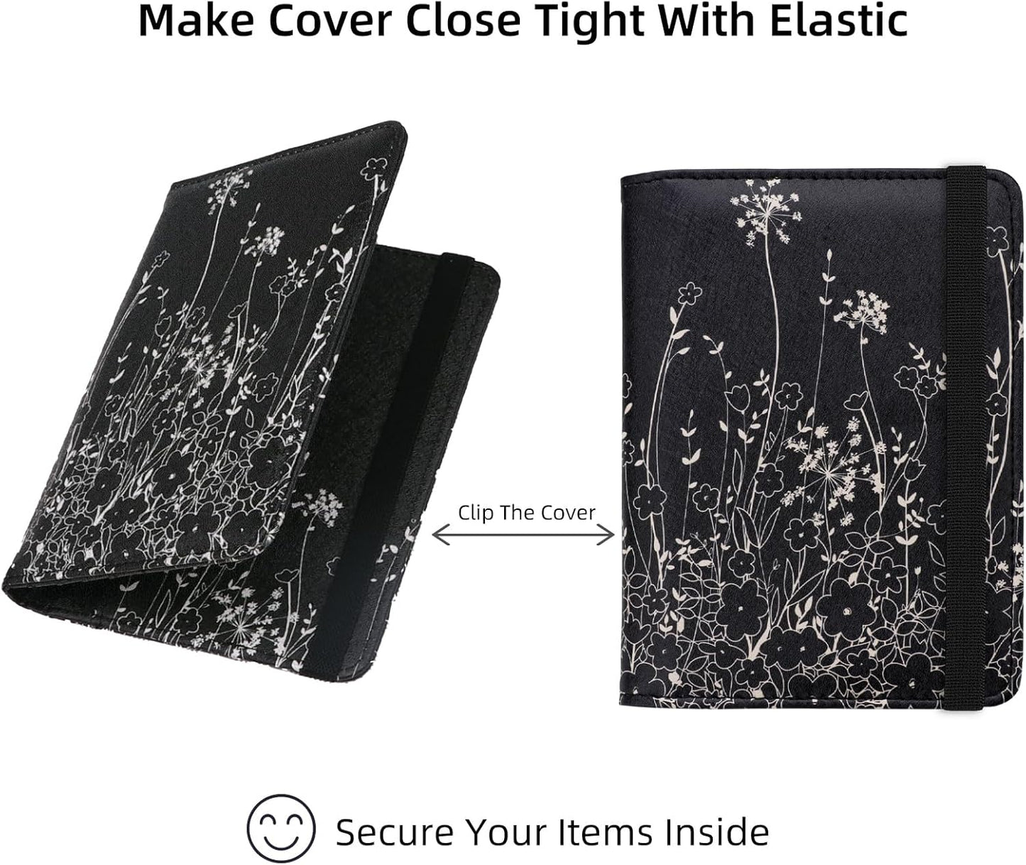 WALNEW Passport Holder for Travel, RFID Passport Cover Wallet for Women Men, PU Leather Passport Book Card Holder Case with Pen, Travelling Essentials for Flying
