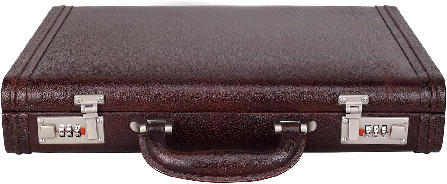 Full Grain Leather Briefcase Attache Case For Unisex Size L17xW3xH12 Inches Briefcase Bag
