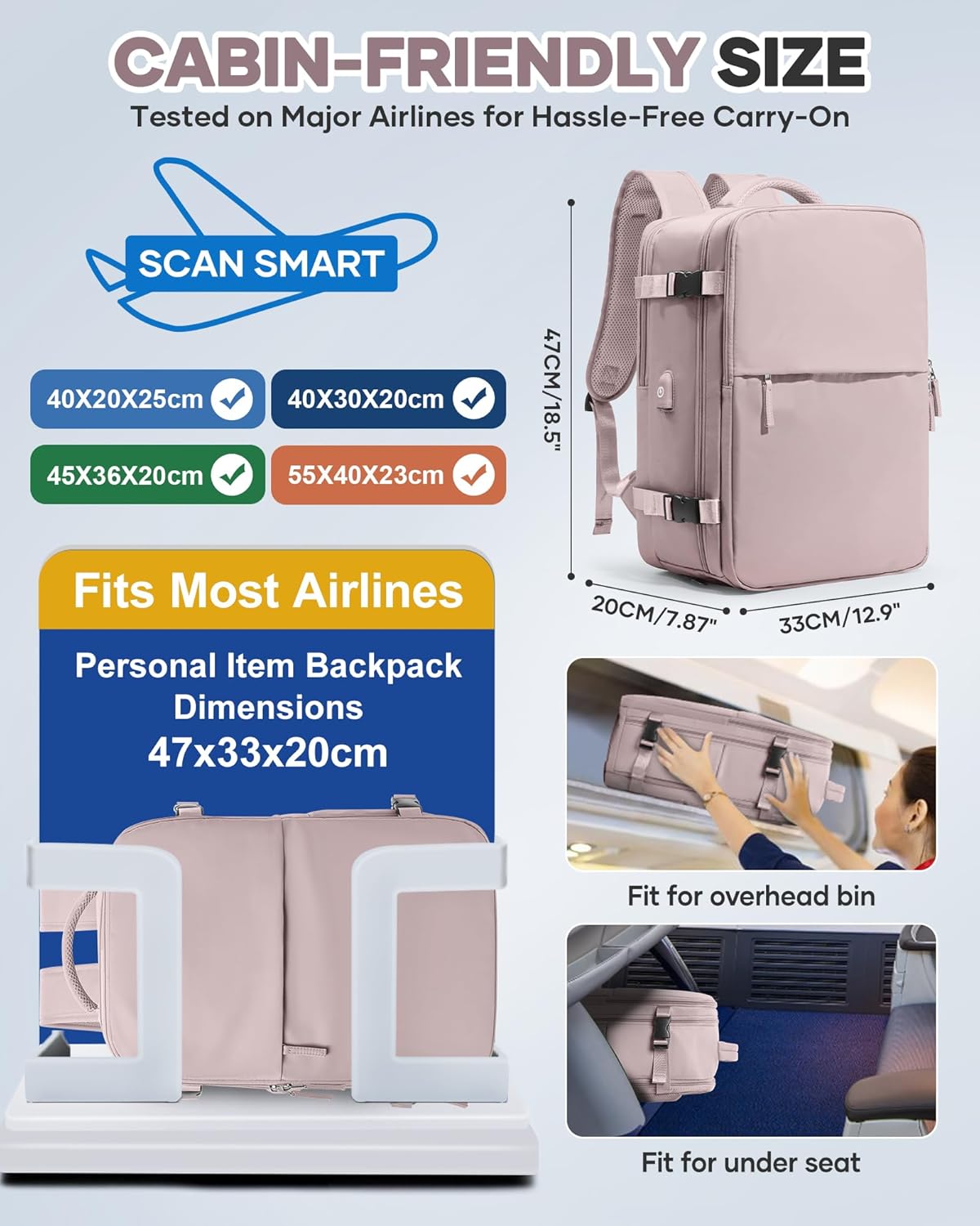 Vacuum Seal Travel Backpack with Air Pump,Compression Vacpack Waterproof Carry On Backpack for Travel Women Men with Vacuum System,Airlines Approved Daypack Laptop Space Saver Bags,PinkPurple