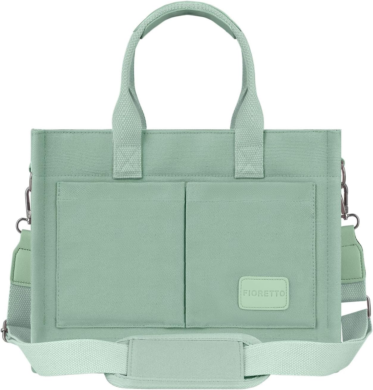FIORETTO Canvas Tote Bag for Women with Zipper Closure & Individual Compartments for Work College for Teacher & Nurse