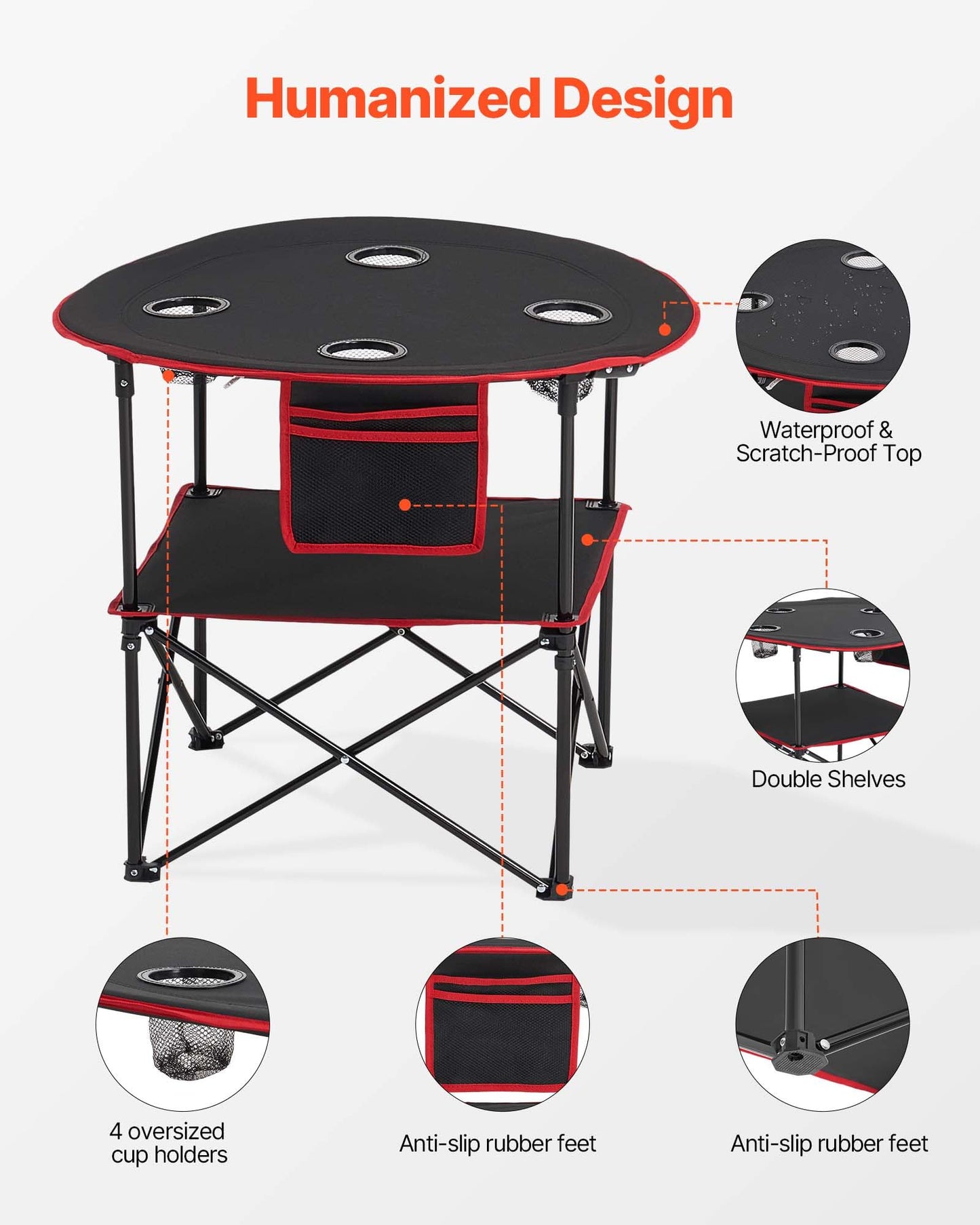 VEVOR Folding Camping Table, Portable Outdoor Lightweight Picnic Table, 600D Oxford Fabric