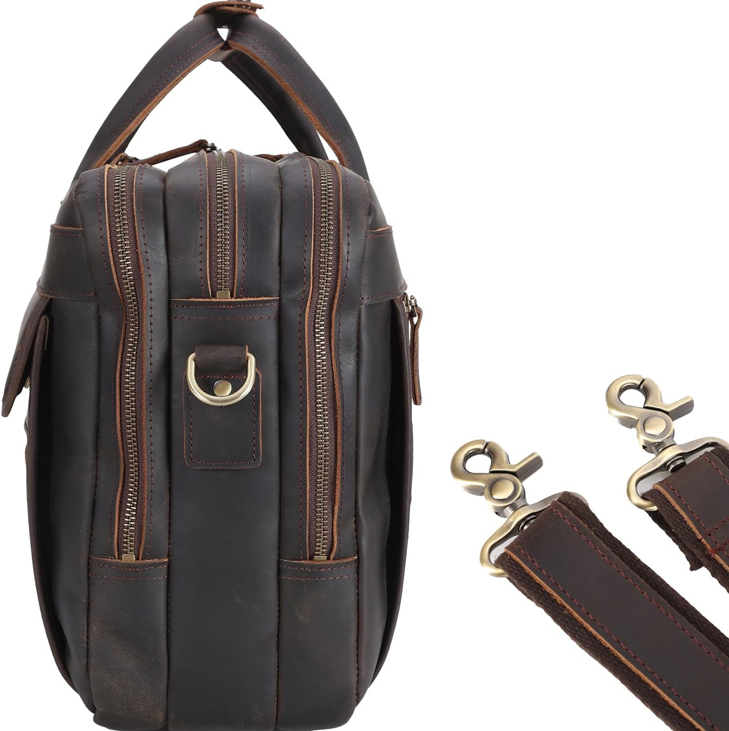 STAR VISTA Scala Pro 16-18" Messenger Bag, Full Grain Leather Briefcase, Triple Compartments, YKK Zippers, Multiple Colors