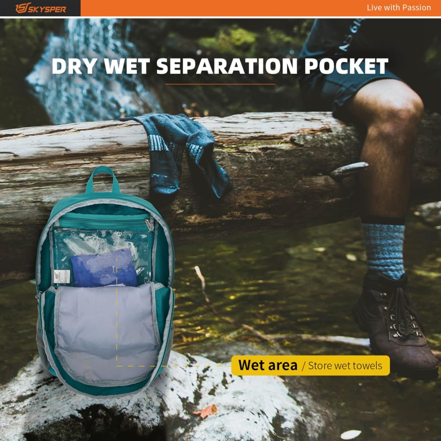 SKYSPER Packable Hiking Backpack - 20L Travel Backpack for Women Men Foldable Daypack Lightweight Nylon Small Bag