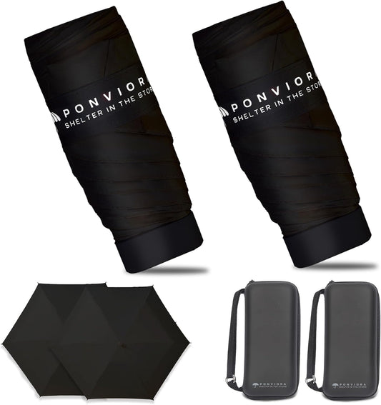 Compact Mini Windproof Travel Umbrella-UPF 50+ Sun & Rain Protection, Small Folding Design Fits in Pocket or Purse, Lightweight Portable with Case for Women, Men & Kids